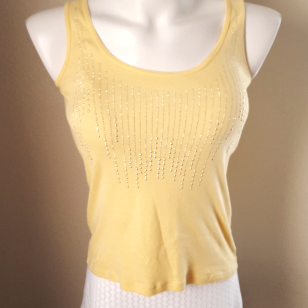 Grane junior tank top yellow w/ gold beads sz XL